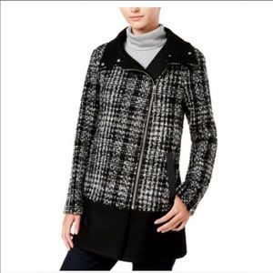 BAR III Asymmetrical Plaid Walker Coat